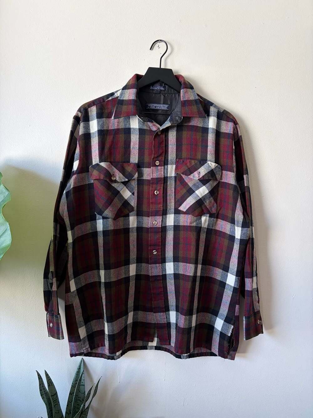 Winterweights By Van Heusen Plaid Flannel Shirt Size L Red